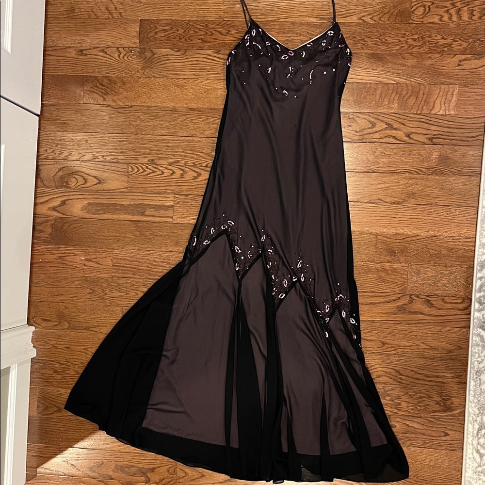 Xscape Elegant Pink and Black Ensemble Night Dress